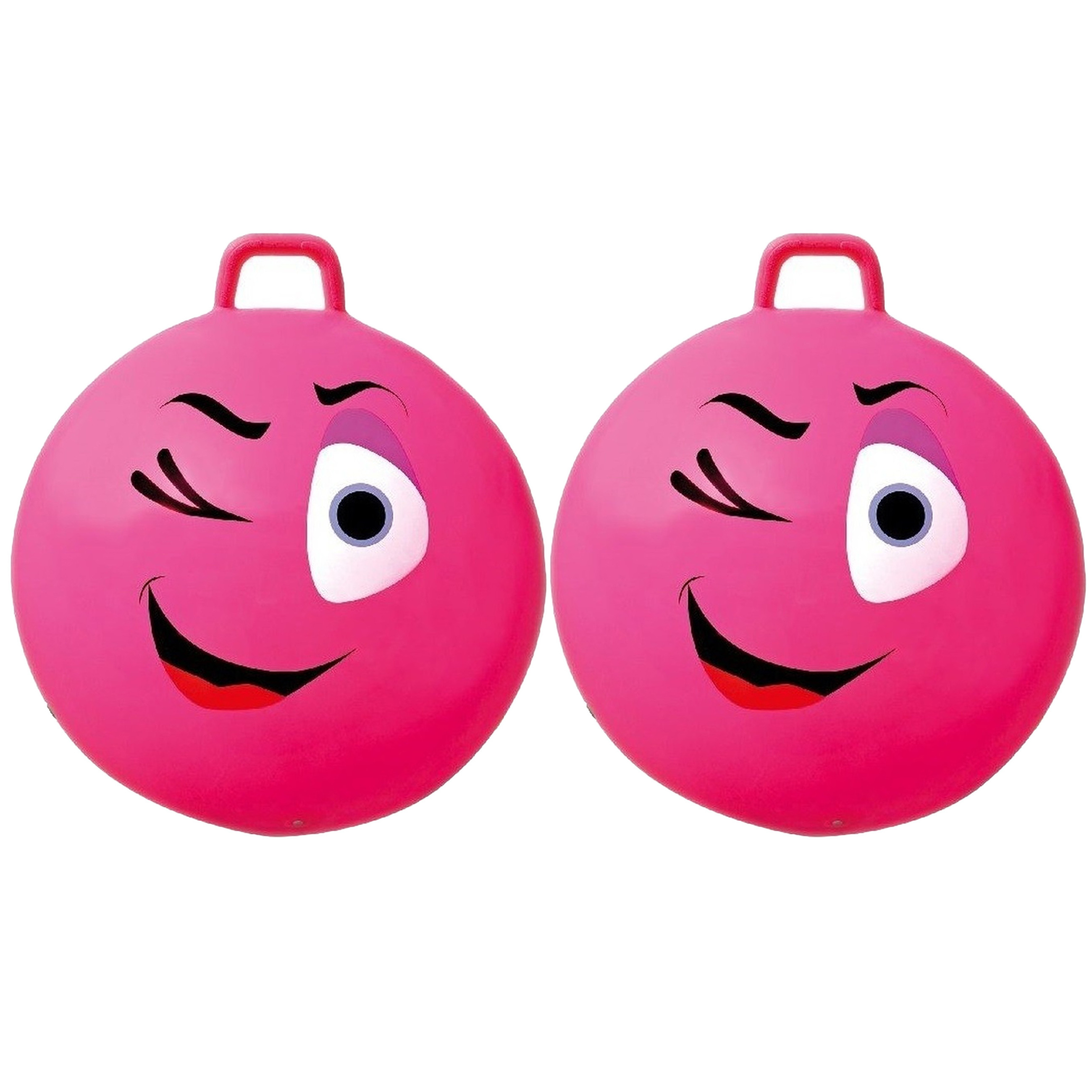 2x stuks roze skippybal smiley voor kinderen 65 cm