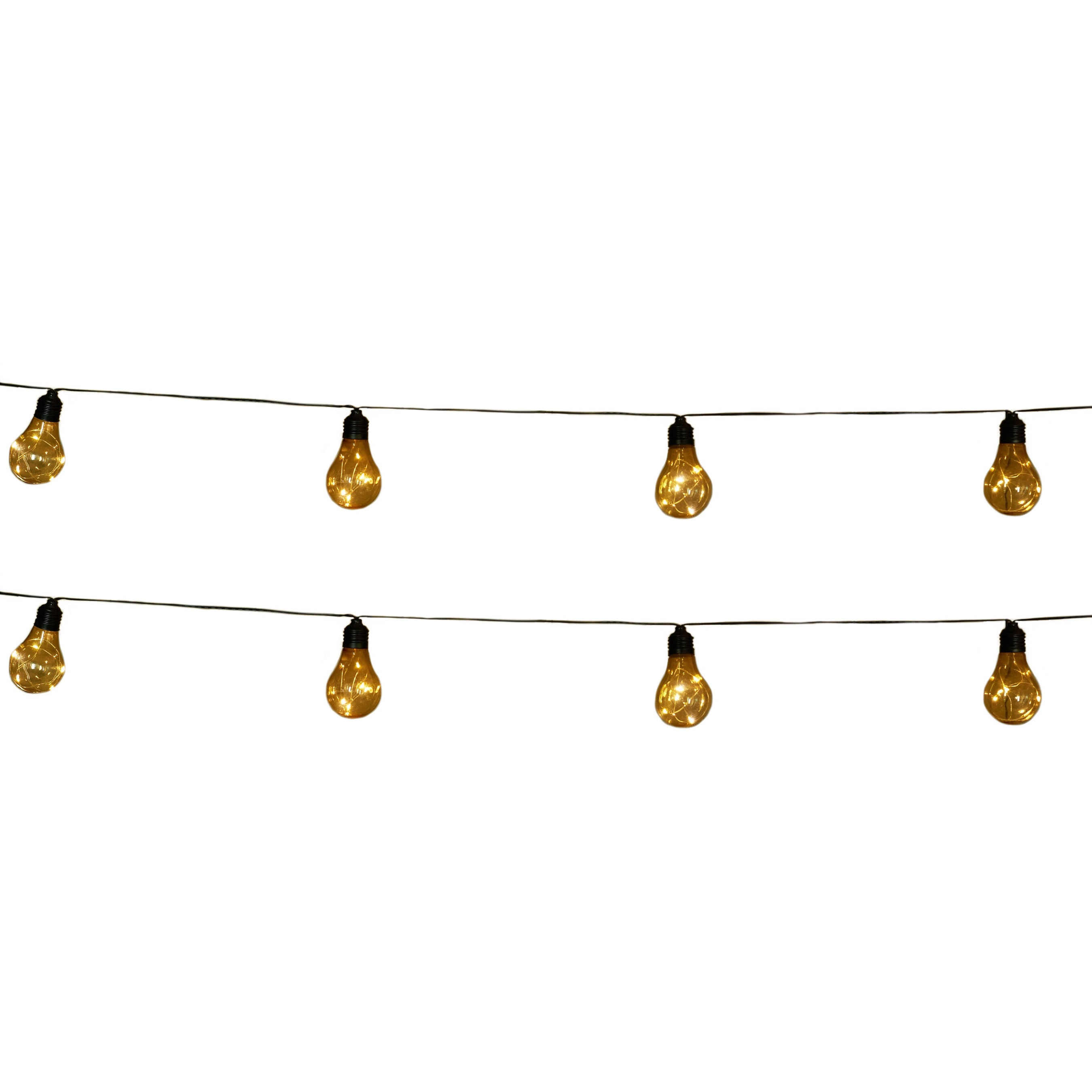 2x stuks solar tuinverlichting lichtsnoeren met lampjes-bollampjes warm wit 450 cm