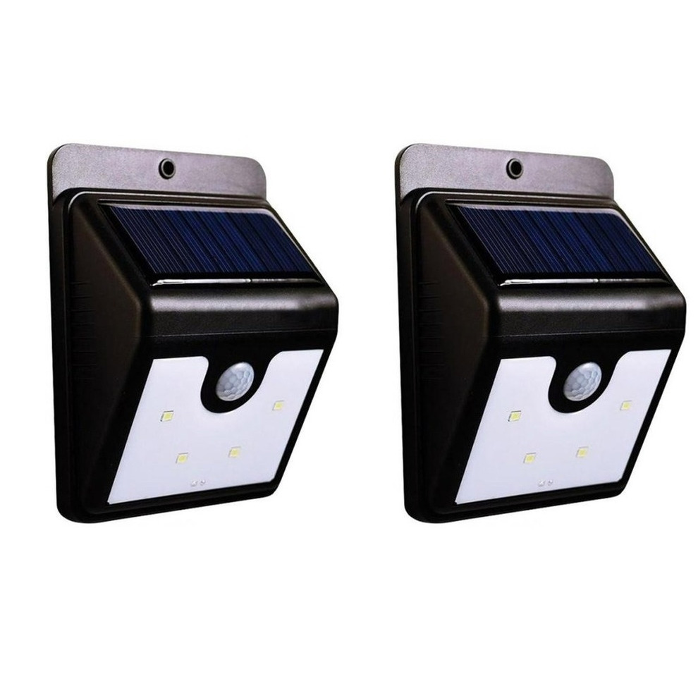 2x stuks solar tuinverlichting-muurlampen LED wandlamp spatwaterdicht met bewegingssensor