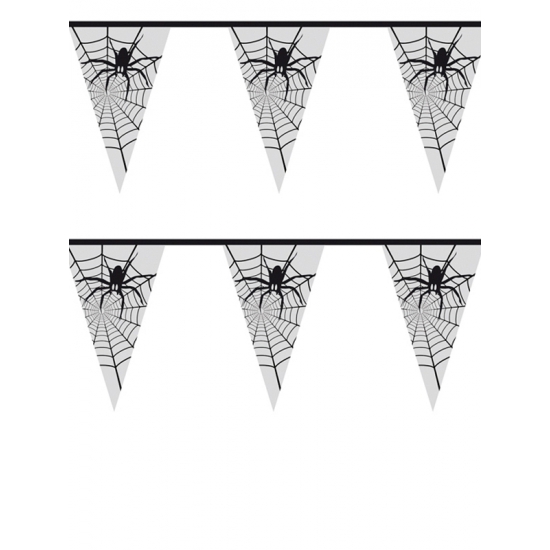 2x stuks spinnenweb Halloween thema vlaggenlijn 6 meter