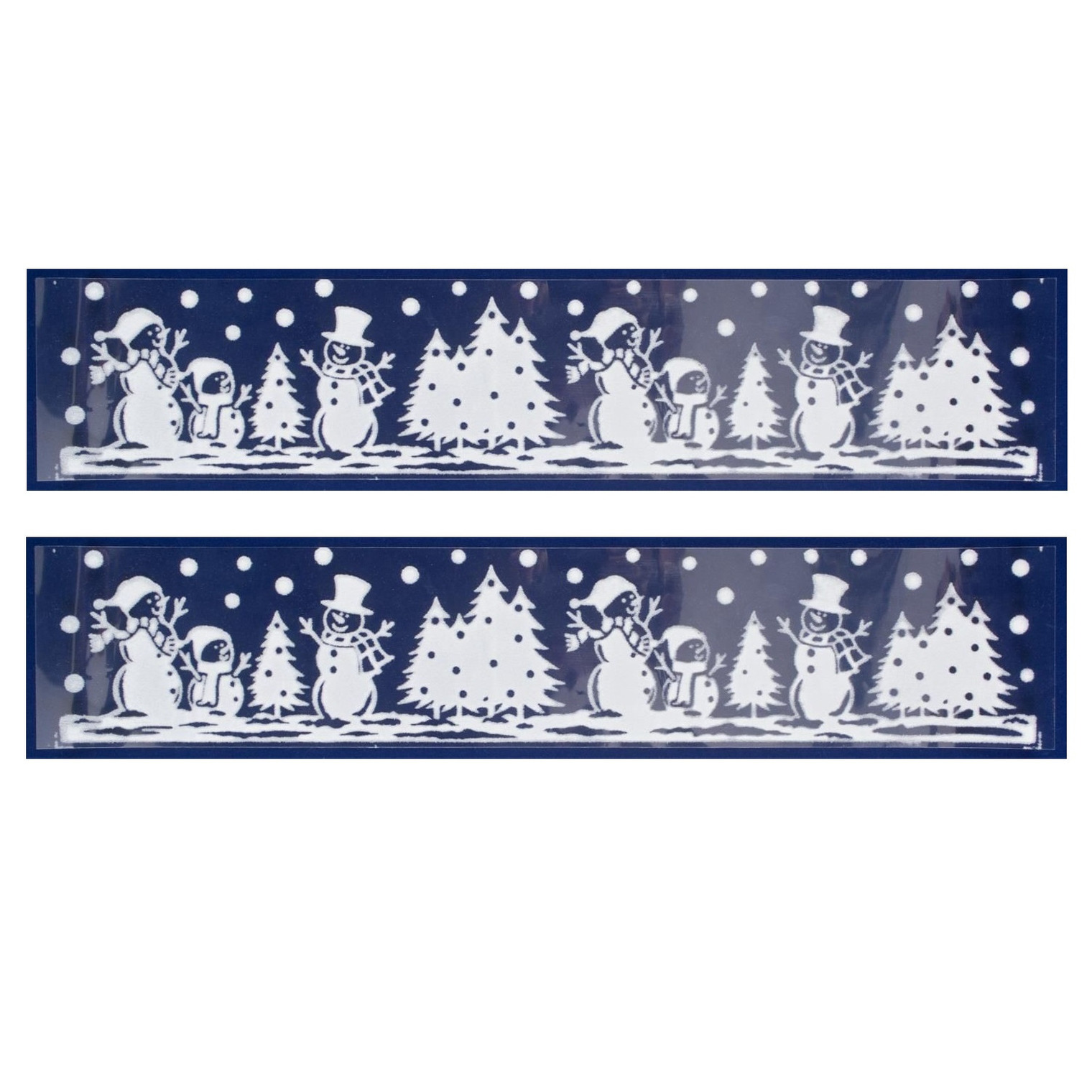2x stuks velletjes kerst raamstickers sneeuw landschap 12,5 x 58,5 cm