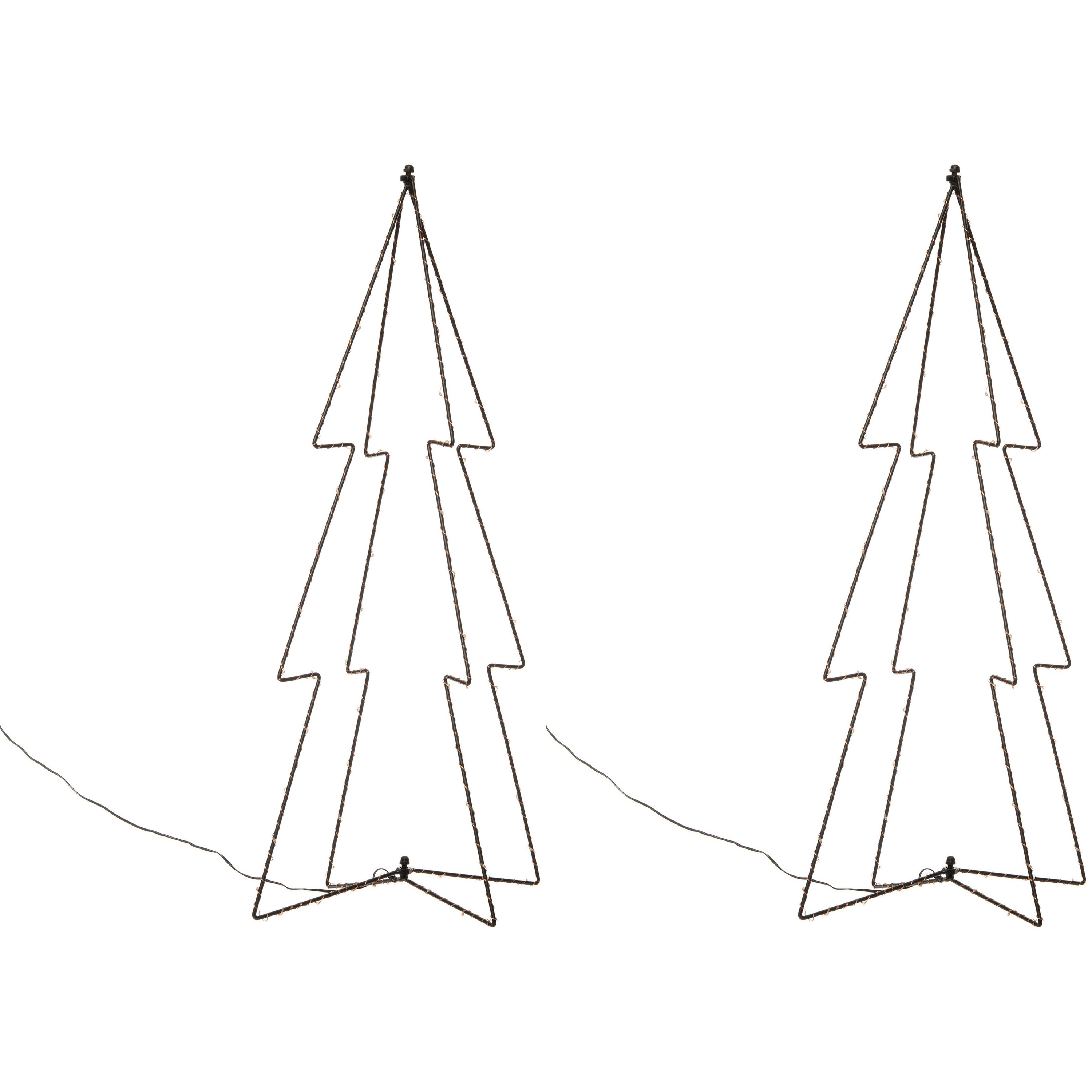 2x stuks verlichte figuren 3D kerstbomen-lichtbomen 72 cm voor buiten