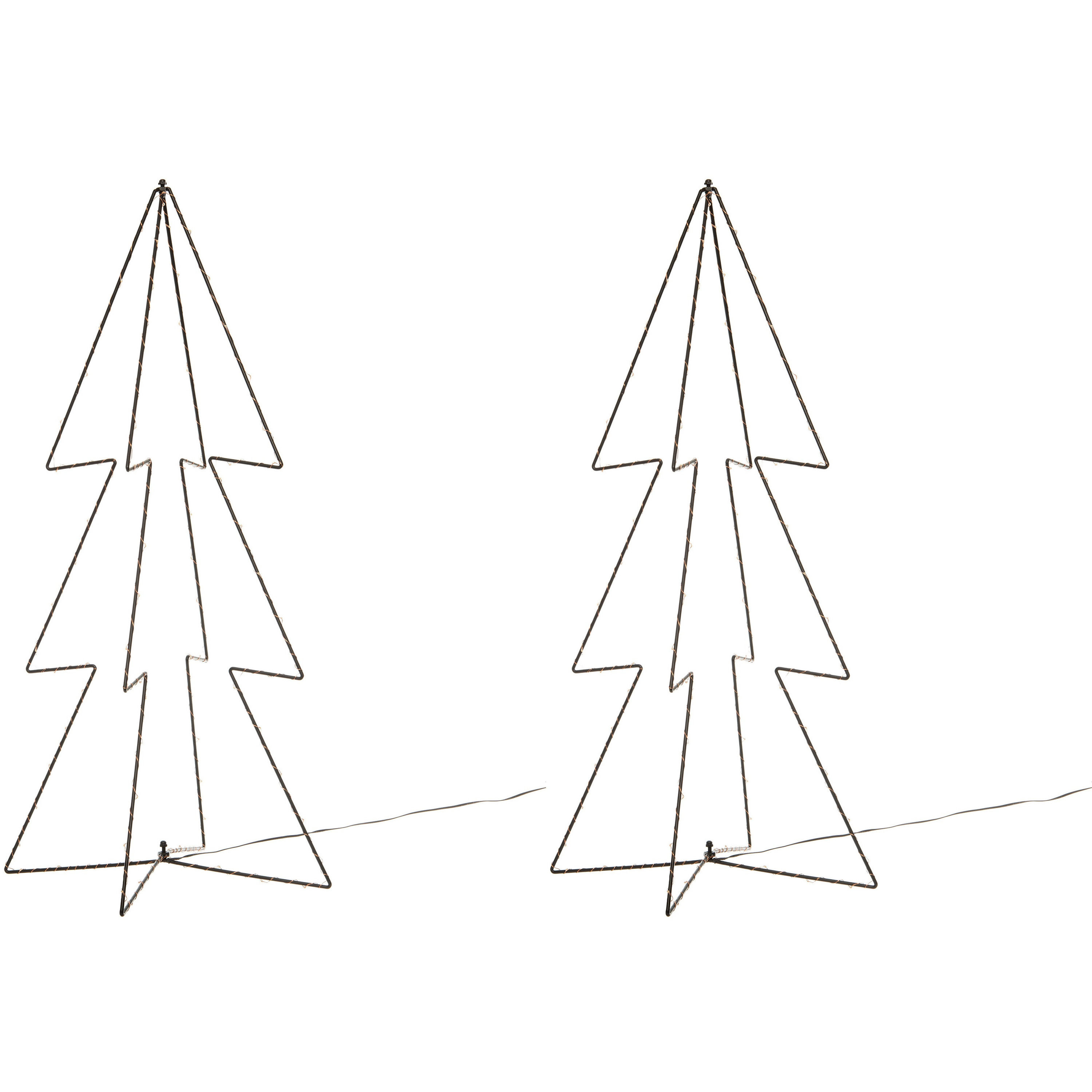 2x stuks verlichte figuren 3D kerstbomen-lichtbomen 91 cm voor buiten