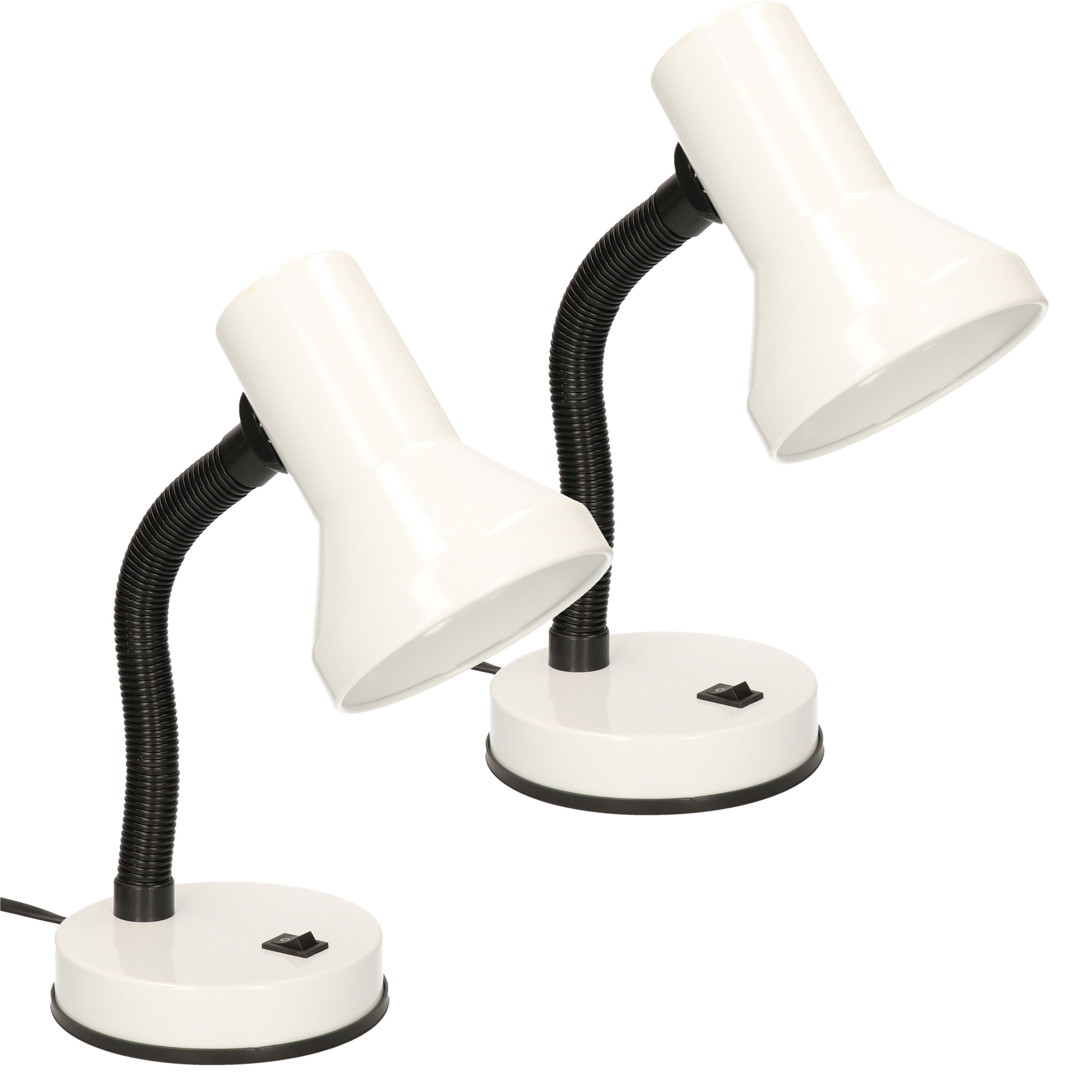 2x stuks witte bureaulampen-tafellampen 13 x 10 x 30 cm