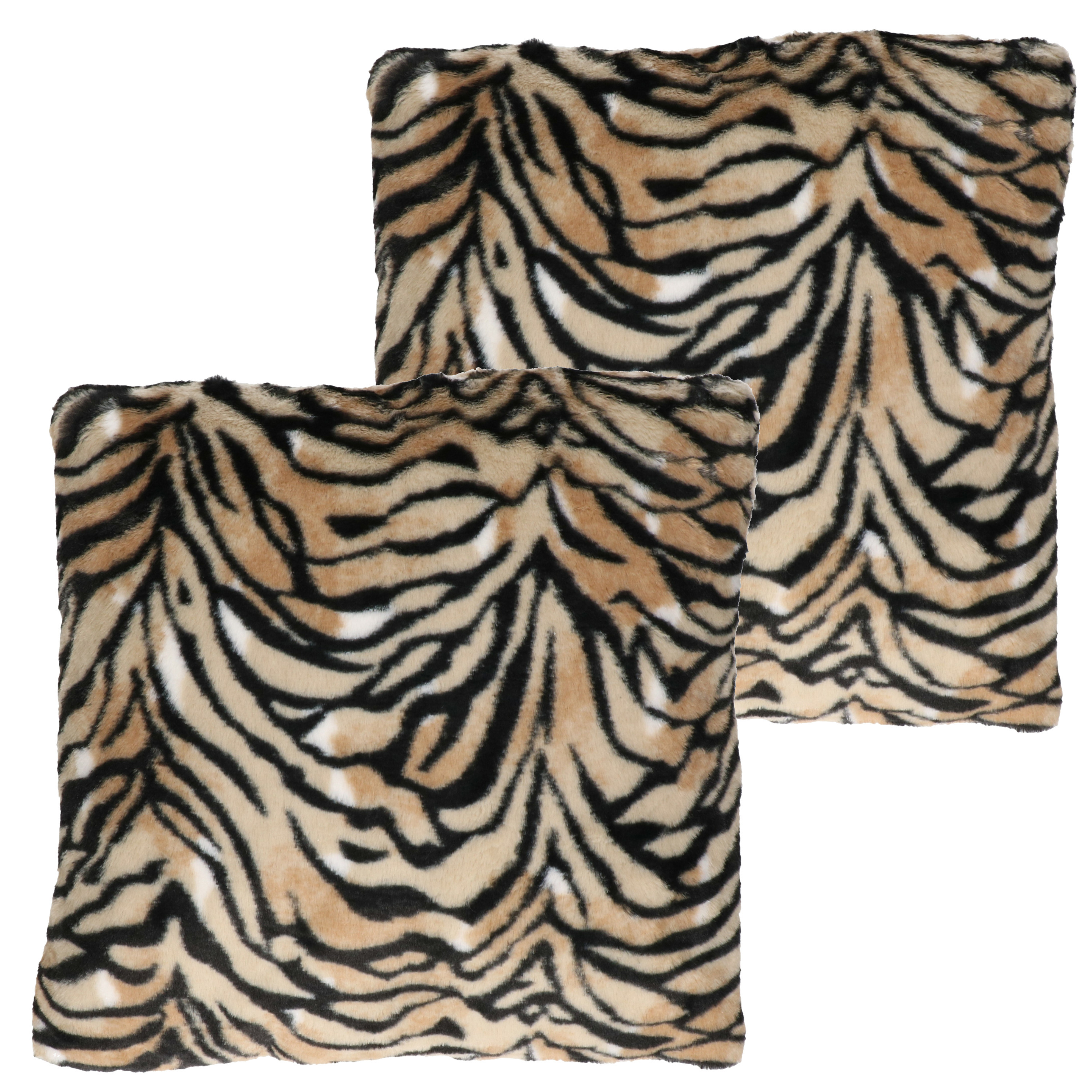 2x stuks woonkussens-sierkussens tijger dierenprint 45 x 45 cm