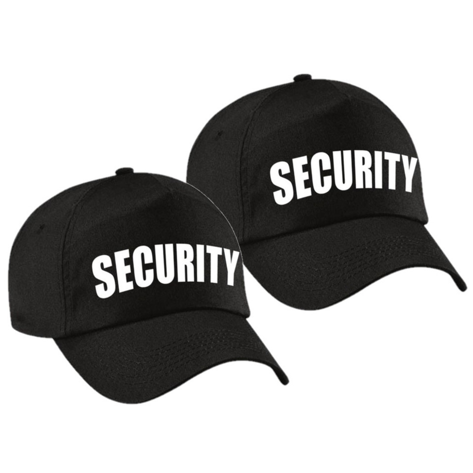 2x stuks zwarte security pet - cap voor volwassenen