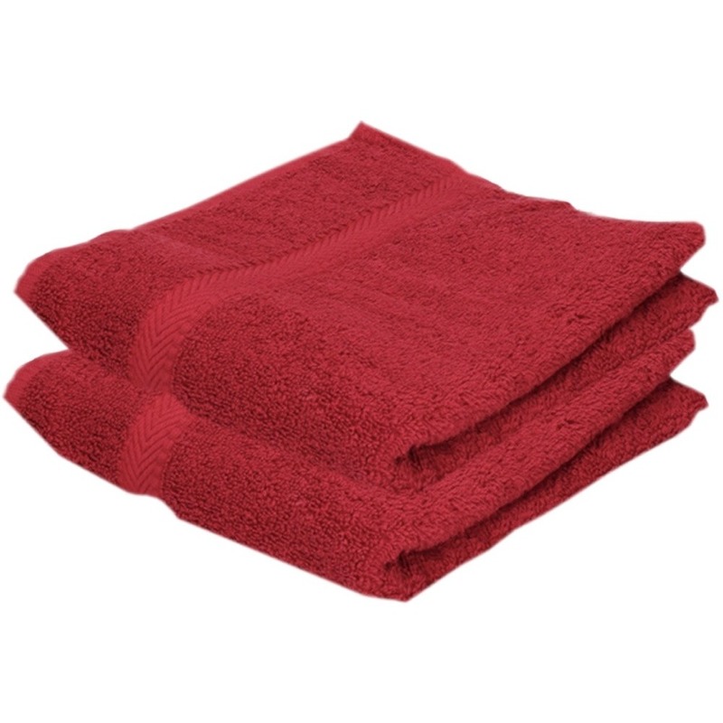 2x Voordelige badhanddoeken rood 70 x 140 cm 420 grams