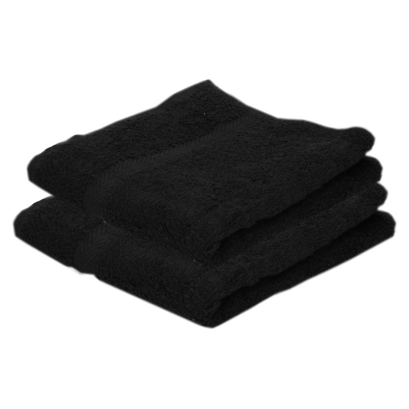 2x Voordelige badhanddoeken zwart 70 x 140 cm 420 grams