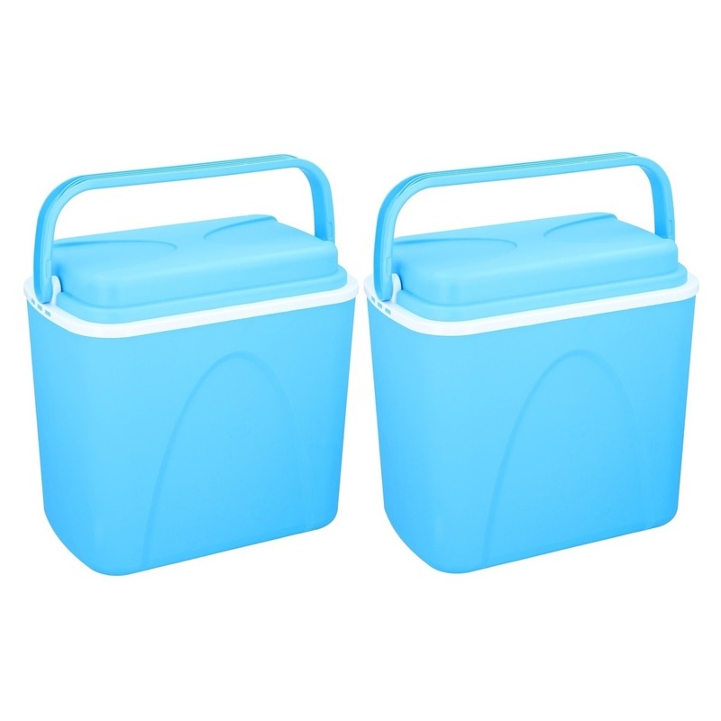 2x Voordelige blauwe koelbox 24 liter