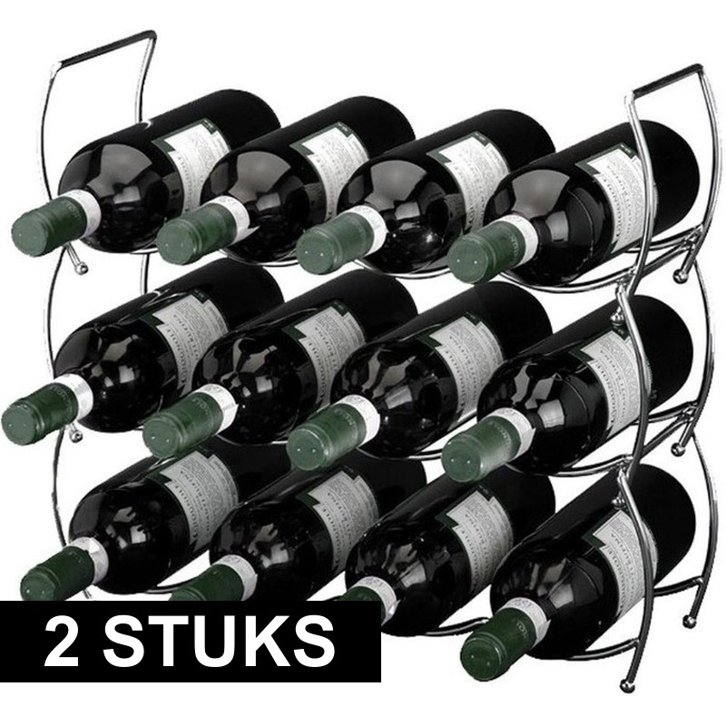 2x Wijnrekken 3-delig voor 12 flessen stapelbaar