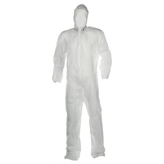 2x Witte wegwerp overalls met capuchon one size