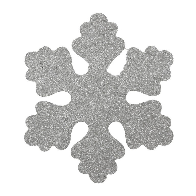 2x Zilveren decoratie sneeuwvlokken van foam 25 cm