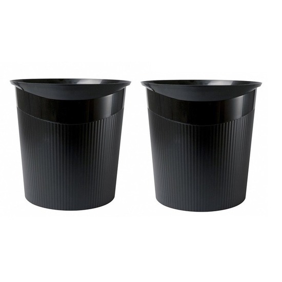 2x Zwarte vuilnisbak-prullenbak 13 liter