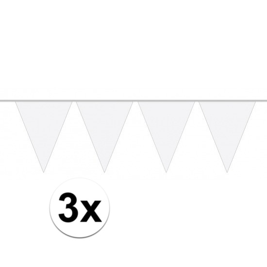 3 stuks Vlaggenlijnen-slingers XXL wit 10 meter