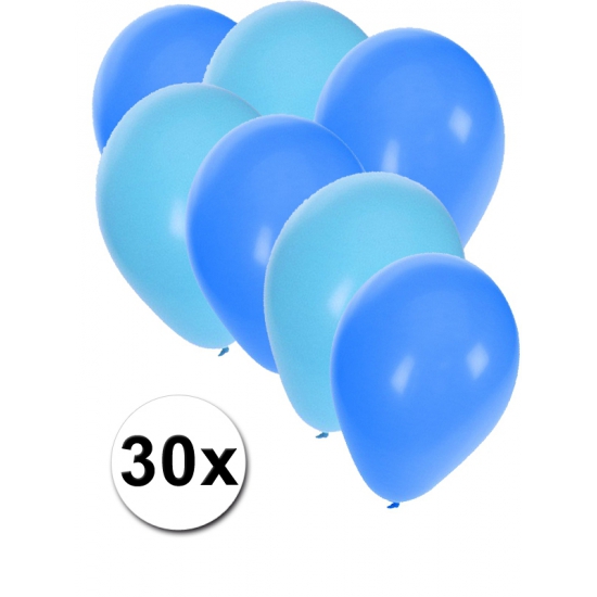 30x ballonnen - 27 cm - lichtblauw / blauwe versiering -
