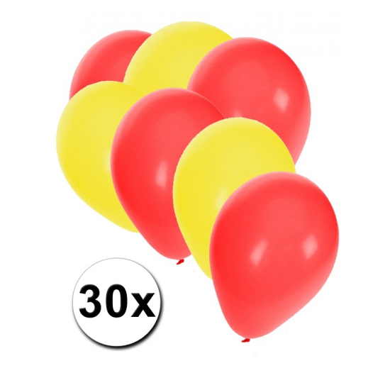 30x ballonnen geel en rood -
