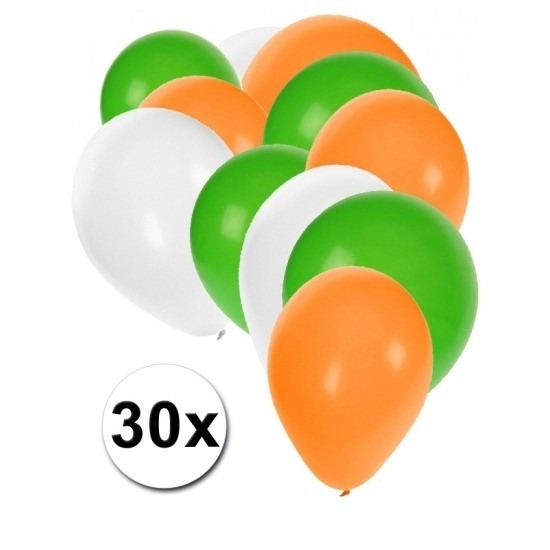 30x ballonnen groen wit oranje -