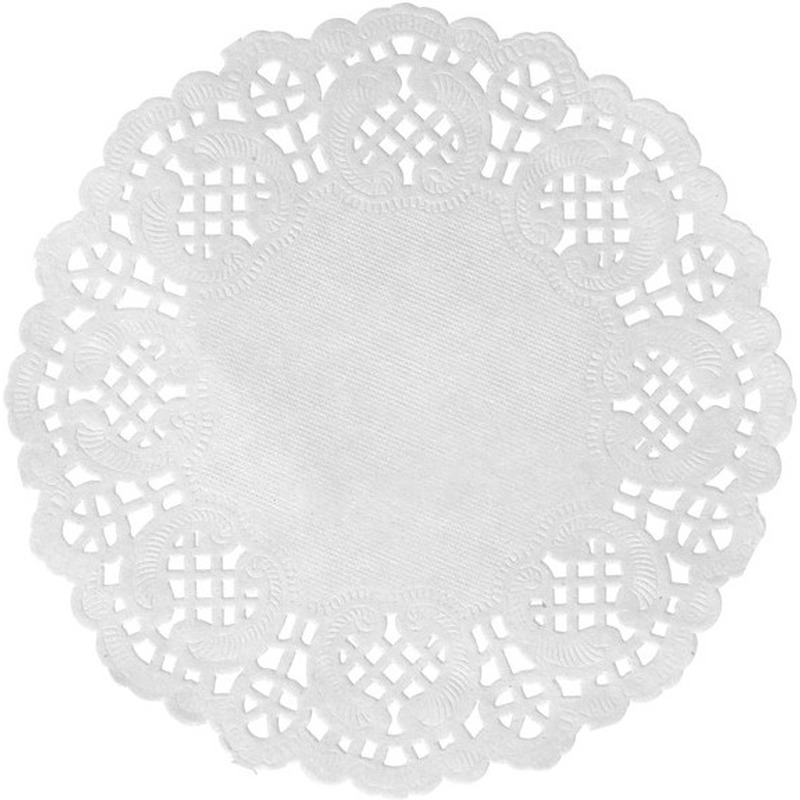 30x Bruiloft witte ronde placemats 35 cm papier kanten uiterlijk