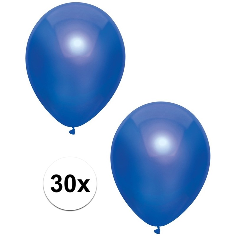 30x Donkerblauwe metallic ballonnen 30 cm -