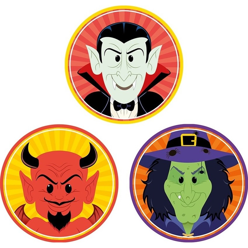 30x Halloween onderzetters duivel/heks/vampier