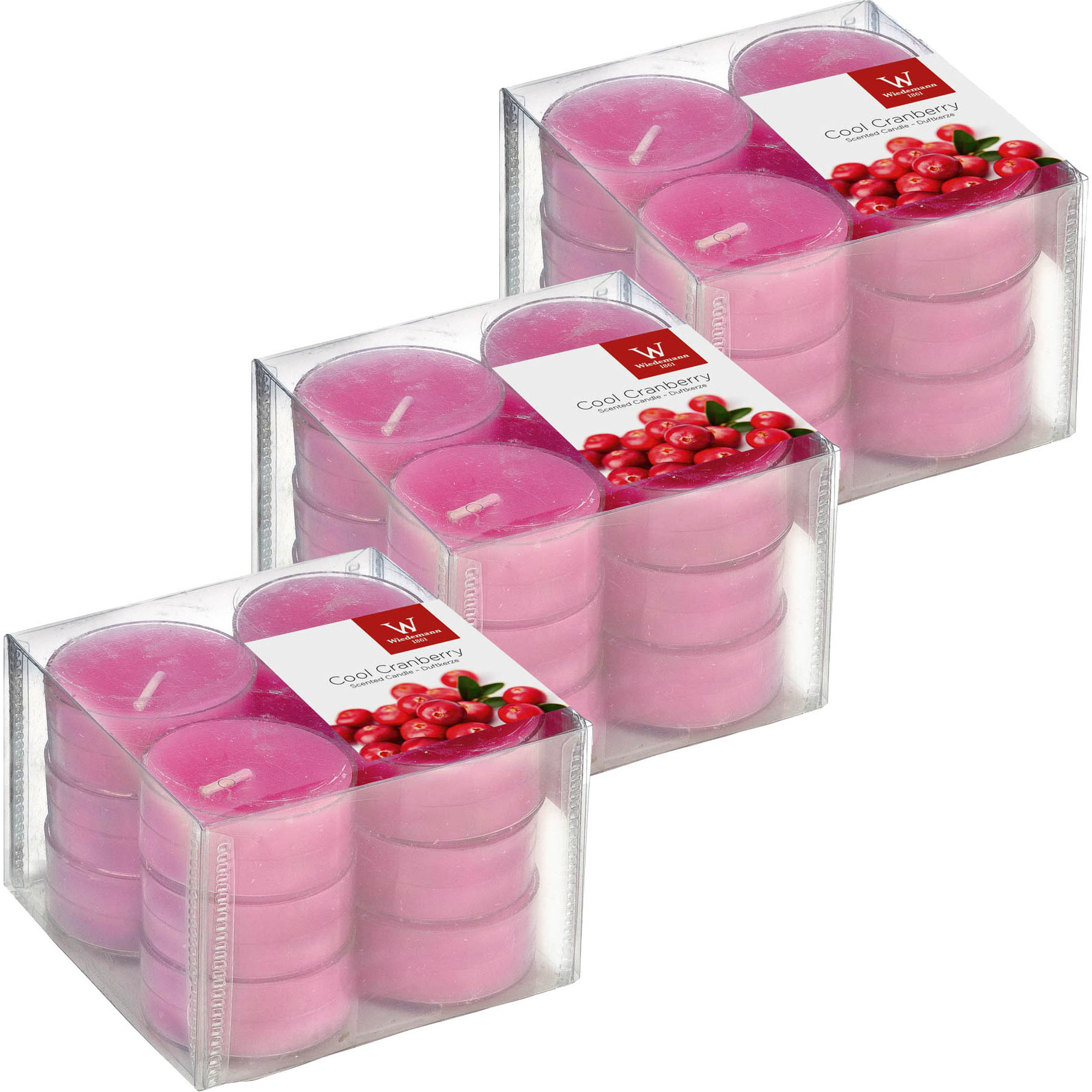 36x Geurtheelichtjes cranberry-roze 4 branduren