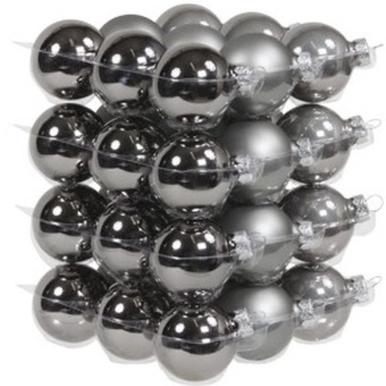 36x Titanium grijze glazen kerstballen 4 cm mat-glans
