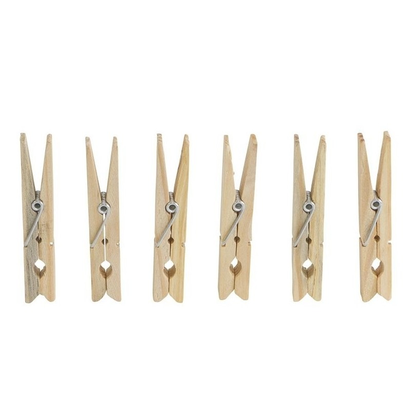 36x Wasknijpers-wasgoedknijpers van hout met metalen veer