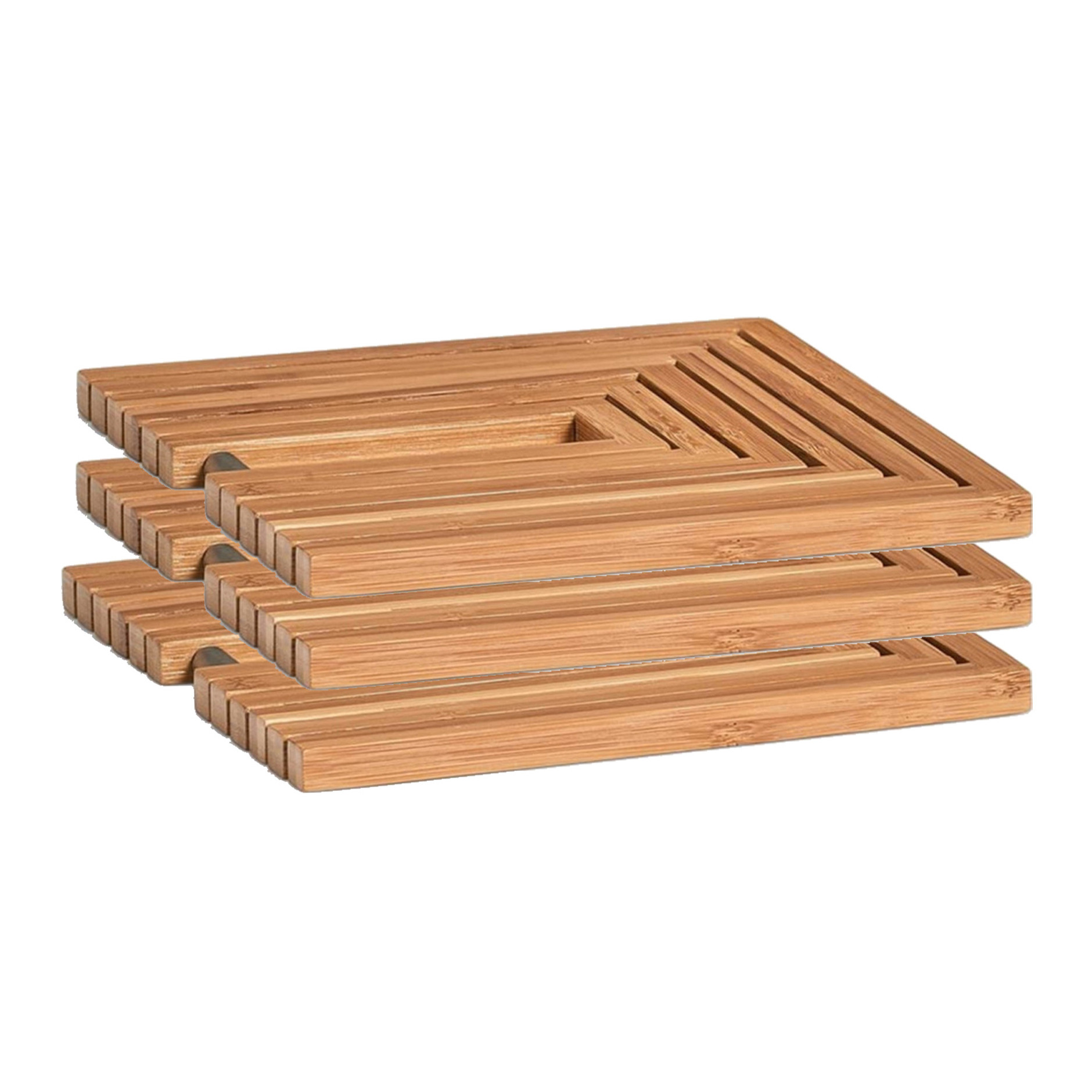 3x Bamboe houten pannenonderzetters uitklapbaar 19-34 x 19 cm