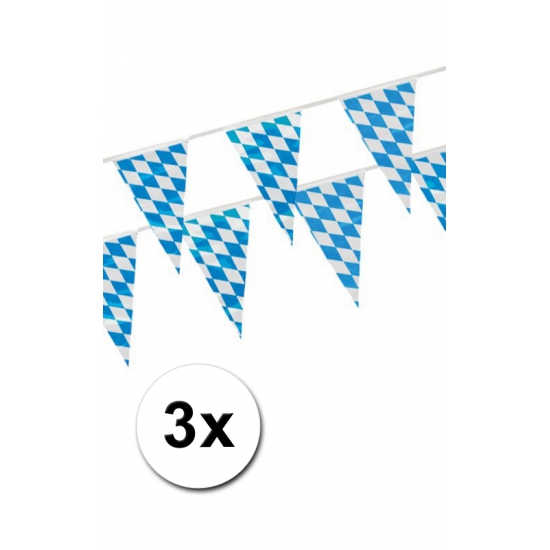 3x Beieren vlaggenlijn blauw-wit 4 m