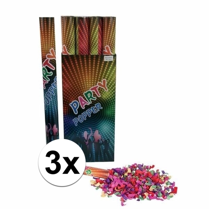 3x confetti kanon kleuren 80 cm