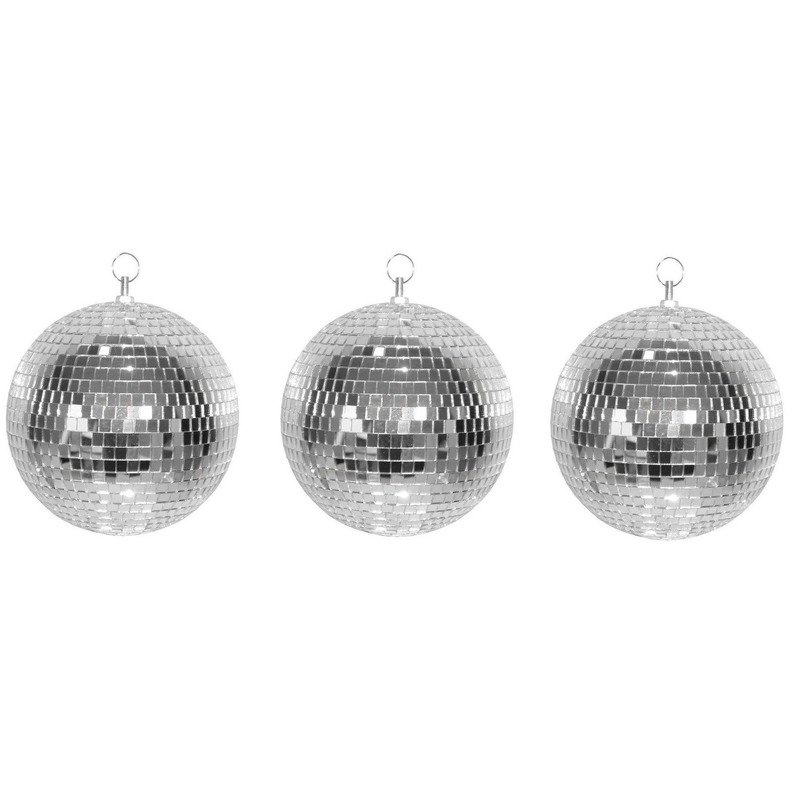 3x Disco spiegel bal zilver 20 cm