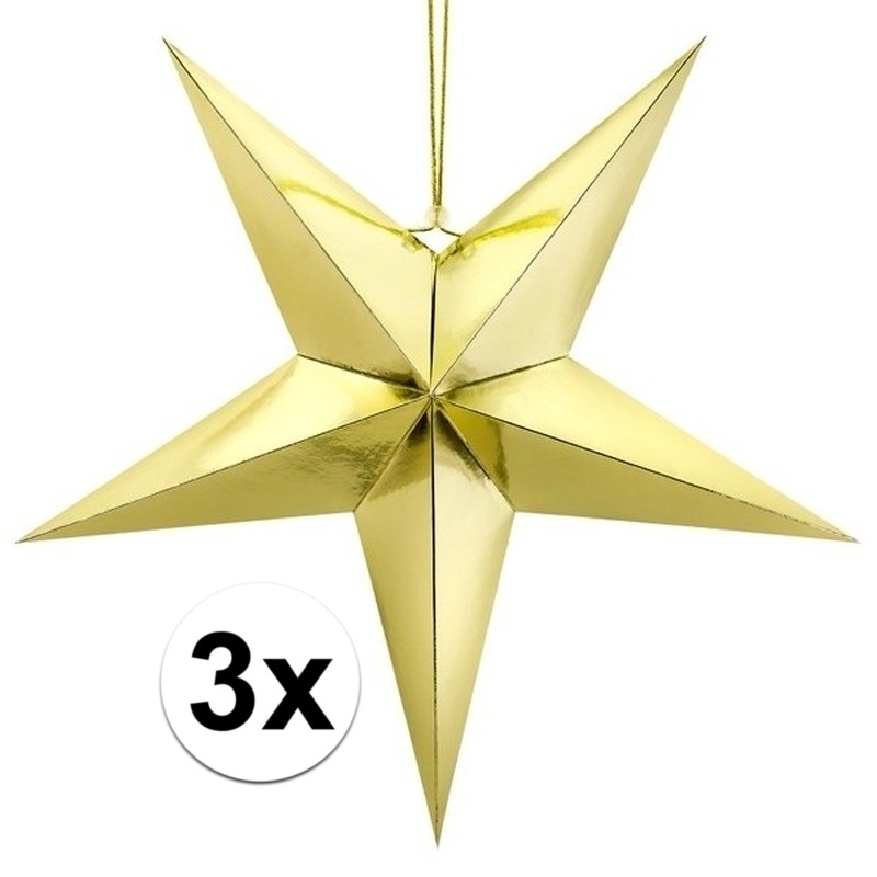 3x Gouden sterren 30 cm Kerst decoratie-versiering