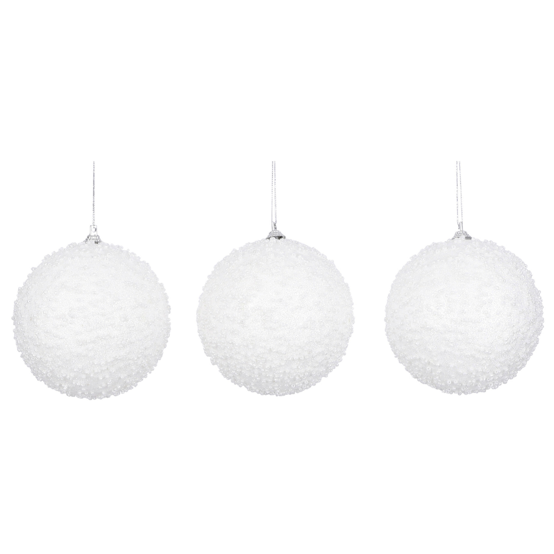 3x Grote luxe witte sneeuw kerstballen van foam 10 cm -