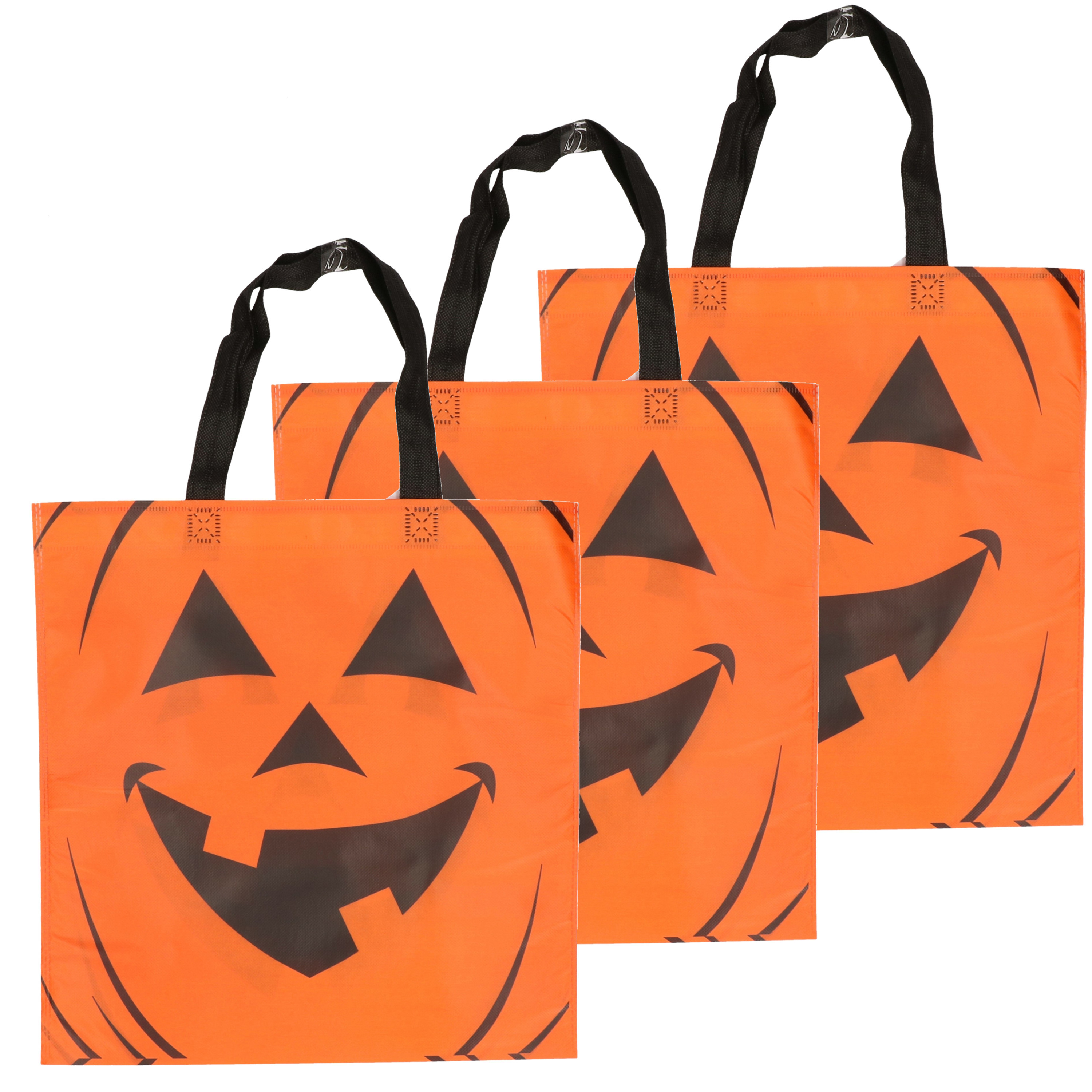 3x Halloween tas voor snoep oranje