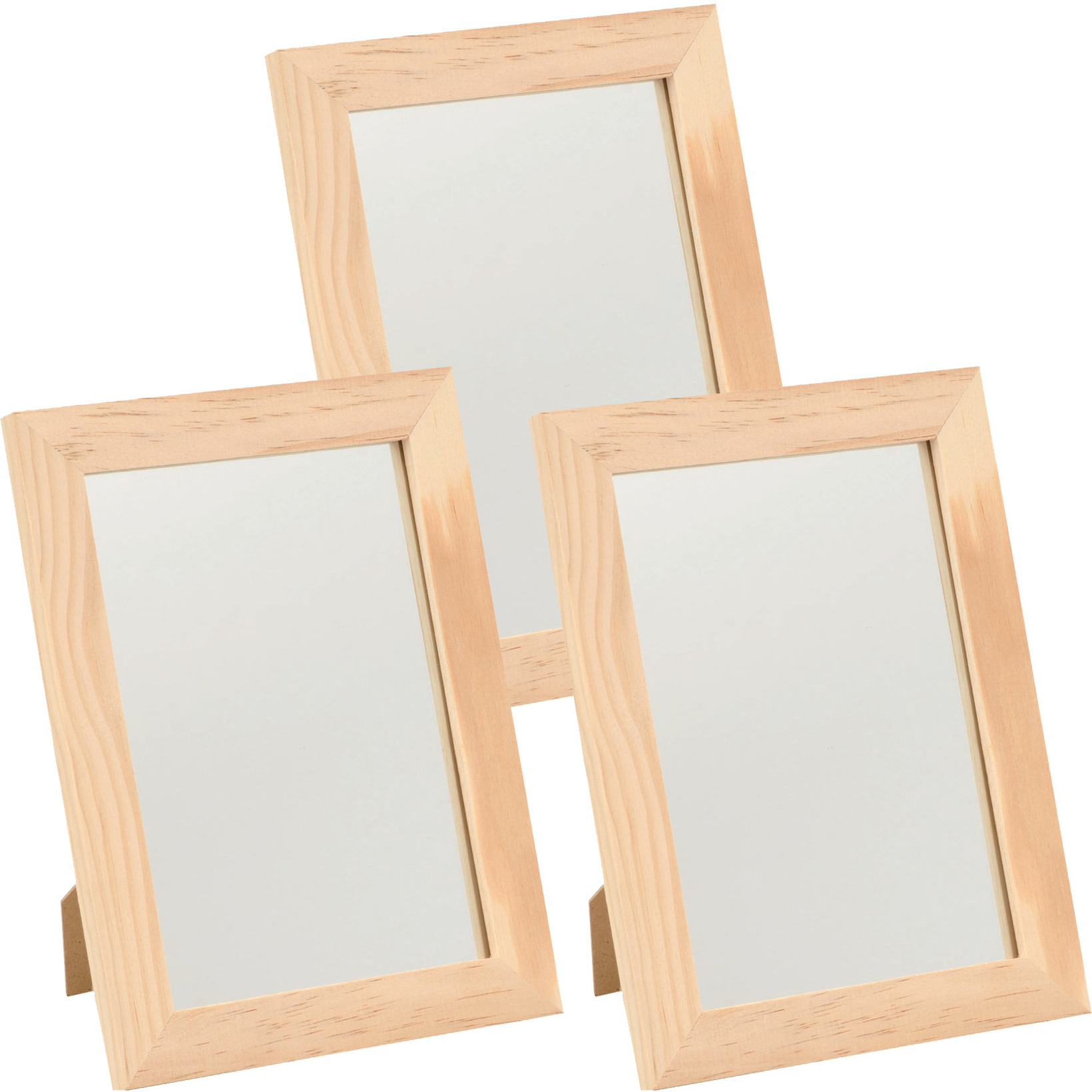 3x Houten spiegels 29 x 34,5 cm DIY hobby-knutselmateriaal