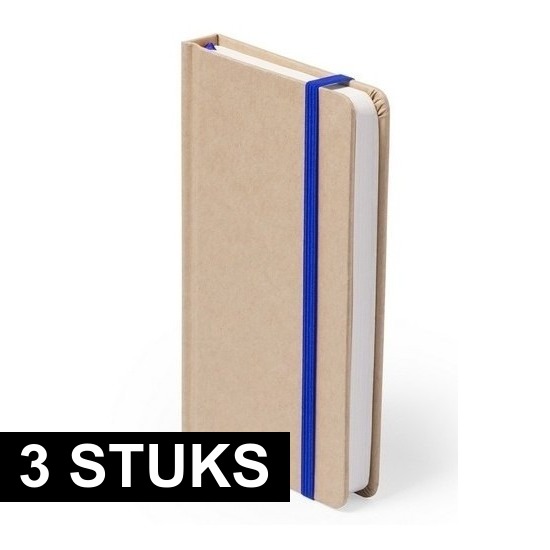 3x Luxe schriften blauw elastiek A6 formaat