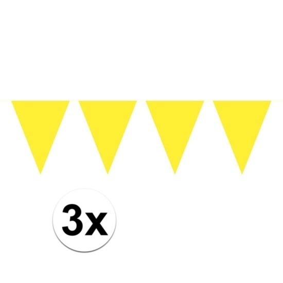 3x Mini vlaggenlijn-slinger versiering geel