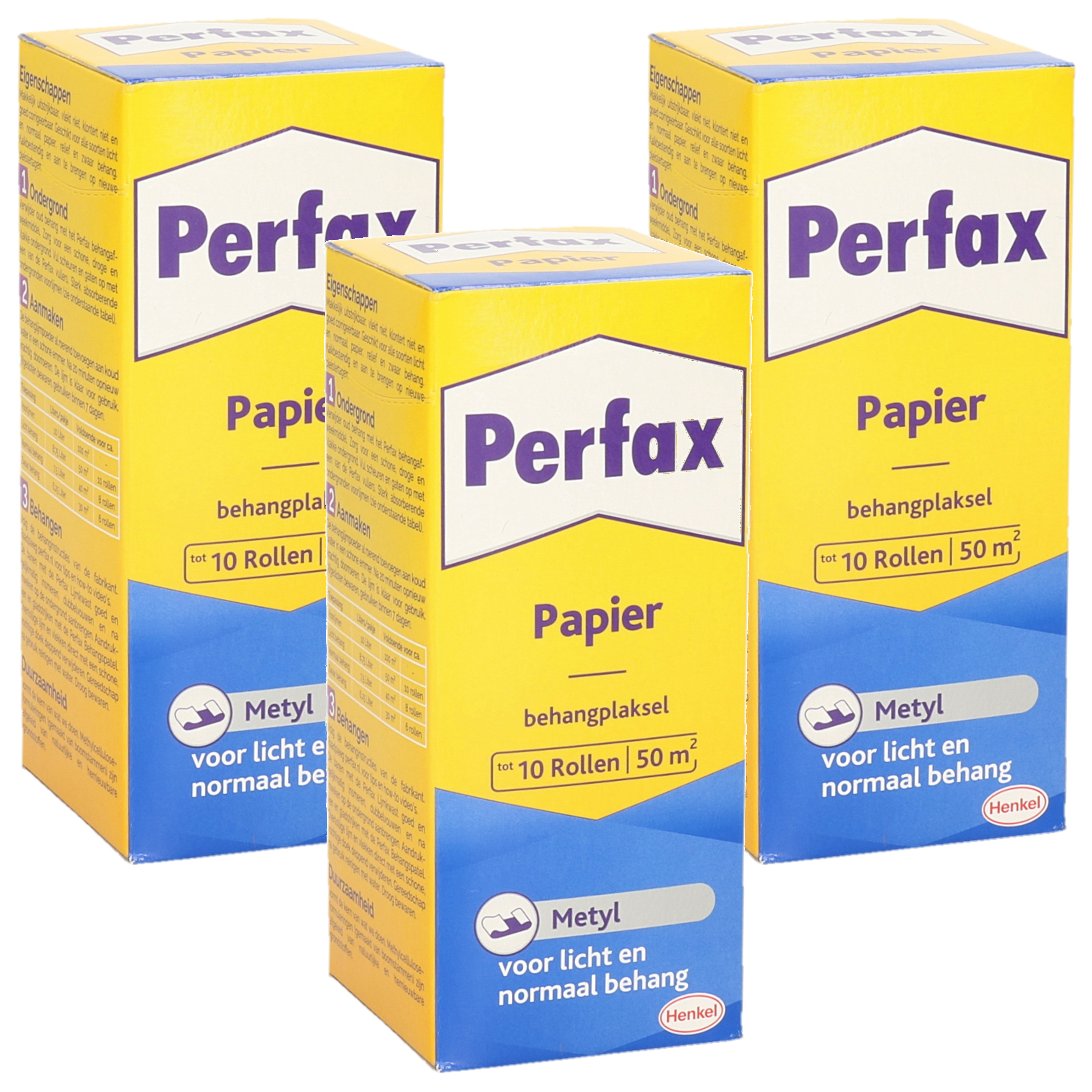 3x pakken Perfax metyl behanglijm-behangplaksel 125 gram