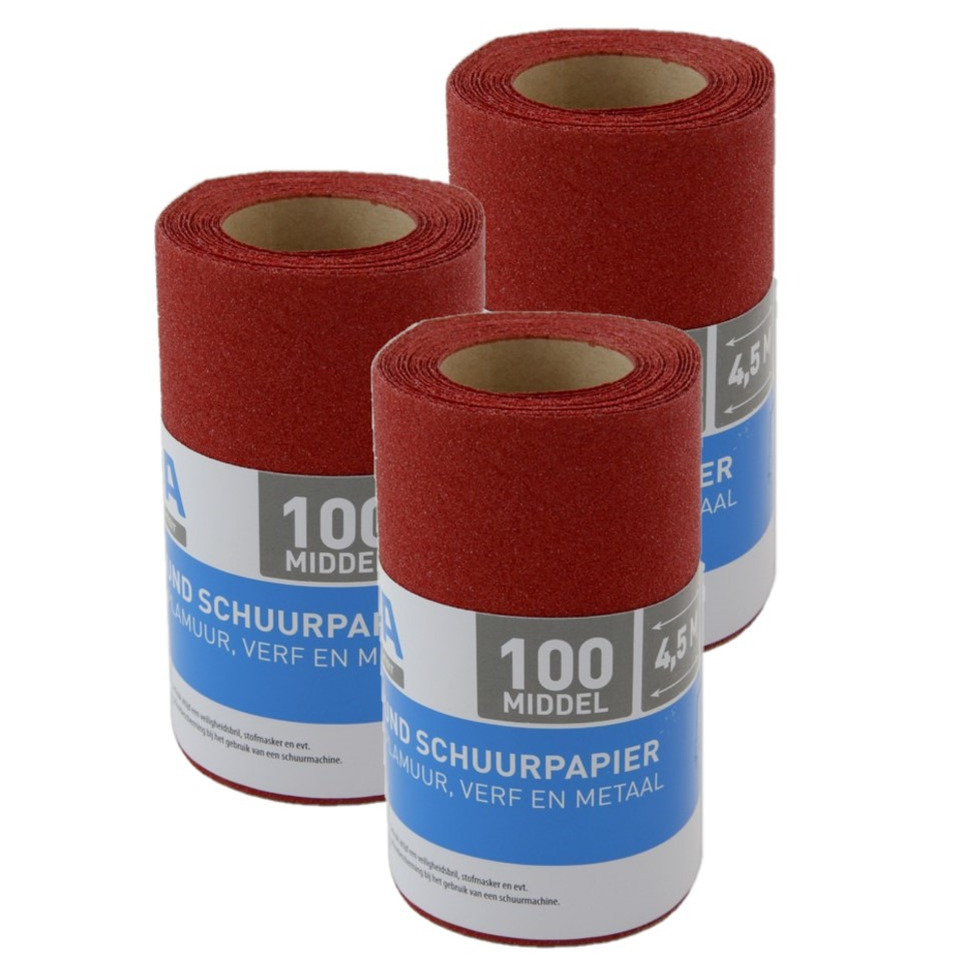 3x rollen Schuurpapier P100 110mm x 4,5 meter