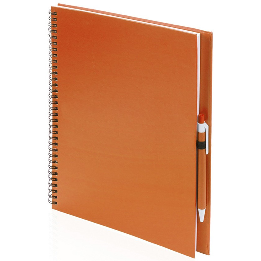 3x Schetsboeken-tekenboeken oranje A4 formaat 80 vellen inclusief pennen