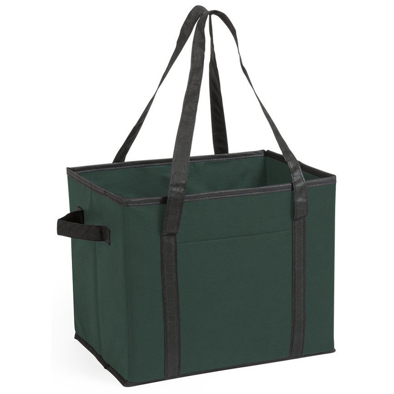 3x stuks auto kofferbak-kasten organizer tassen groen vouwbaar 34 x 28 x 25 cm