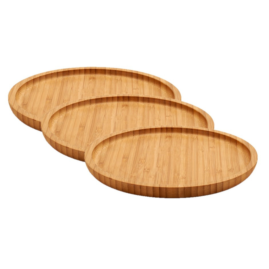3x stuks bamboe houten broodplanken-serveerplanken-hamplanken rond 20 cm