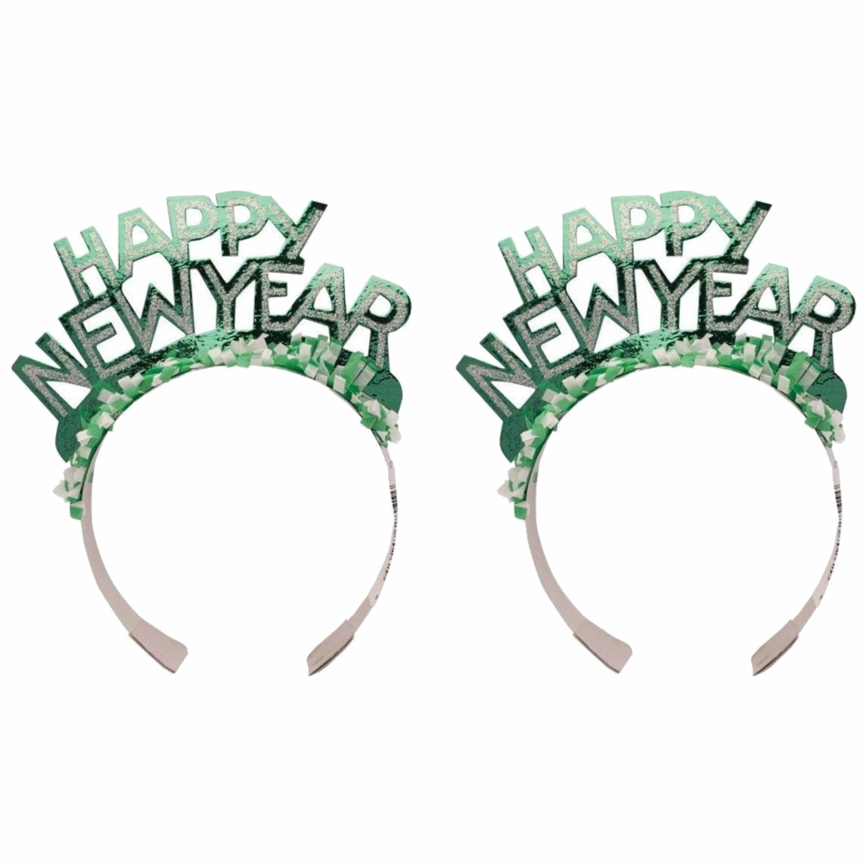 3x stuks diadeem Happy New Year groen voor volwassenen