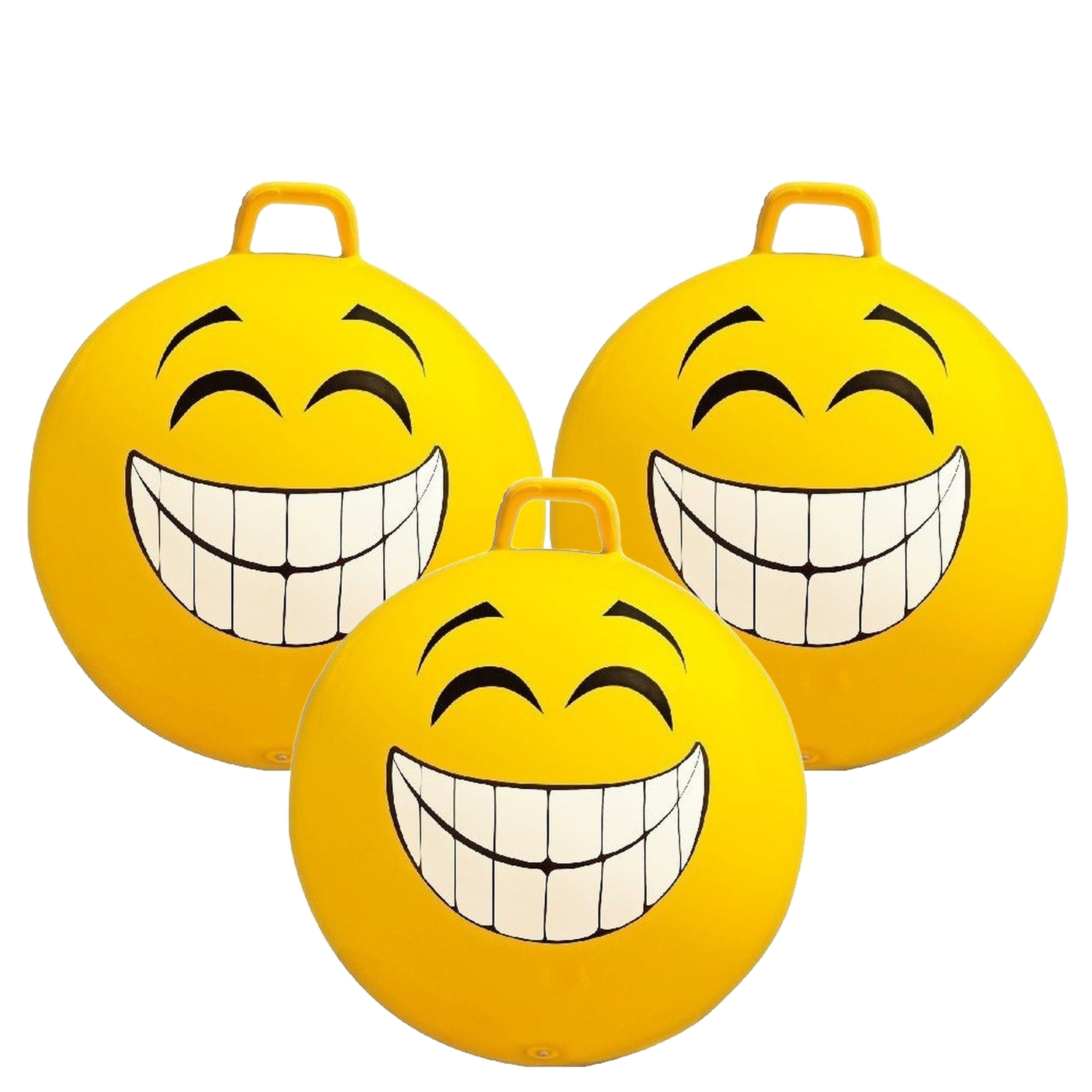 3x stuks gele skippybal smiley voor kinderen 65 cm
