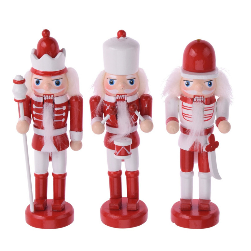 3x stuks kersthangers notenkrakers poppetjes-soldaten rood-wit 12,5 cm