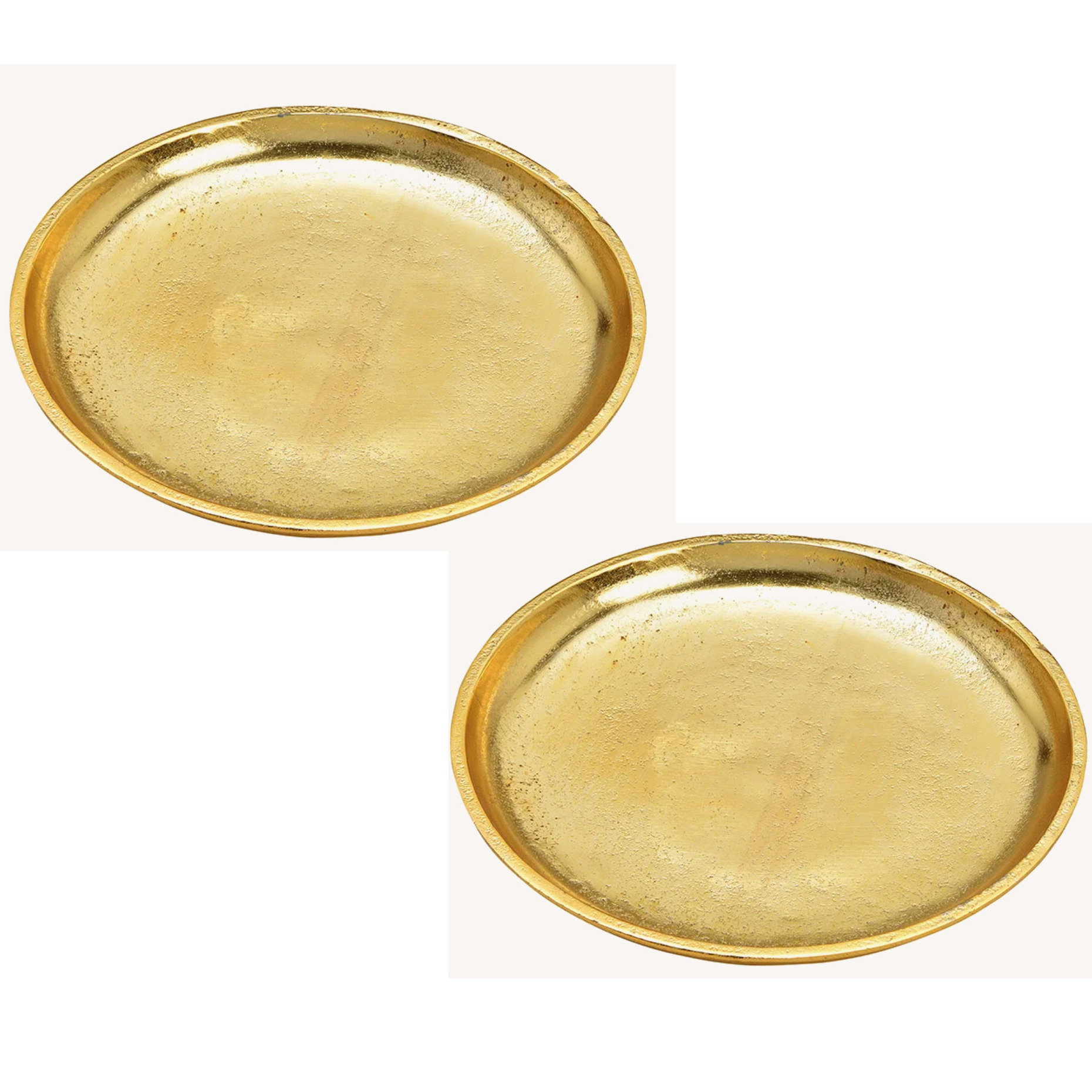 3x stuks ronde kaarsenborden-kaarsenplateaus goud van metaal 20 x 2 cm