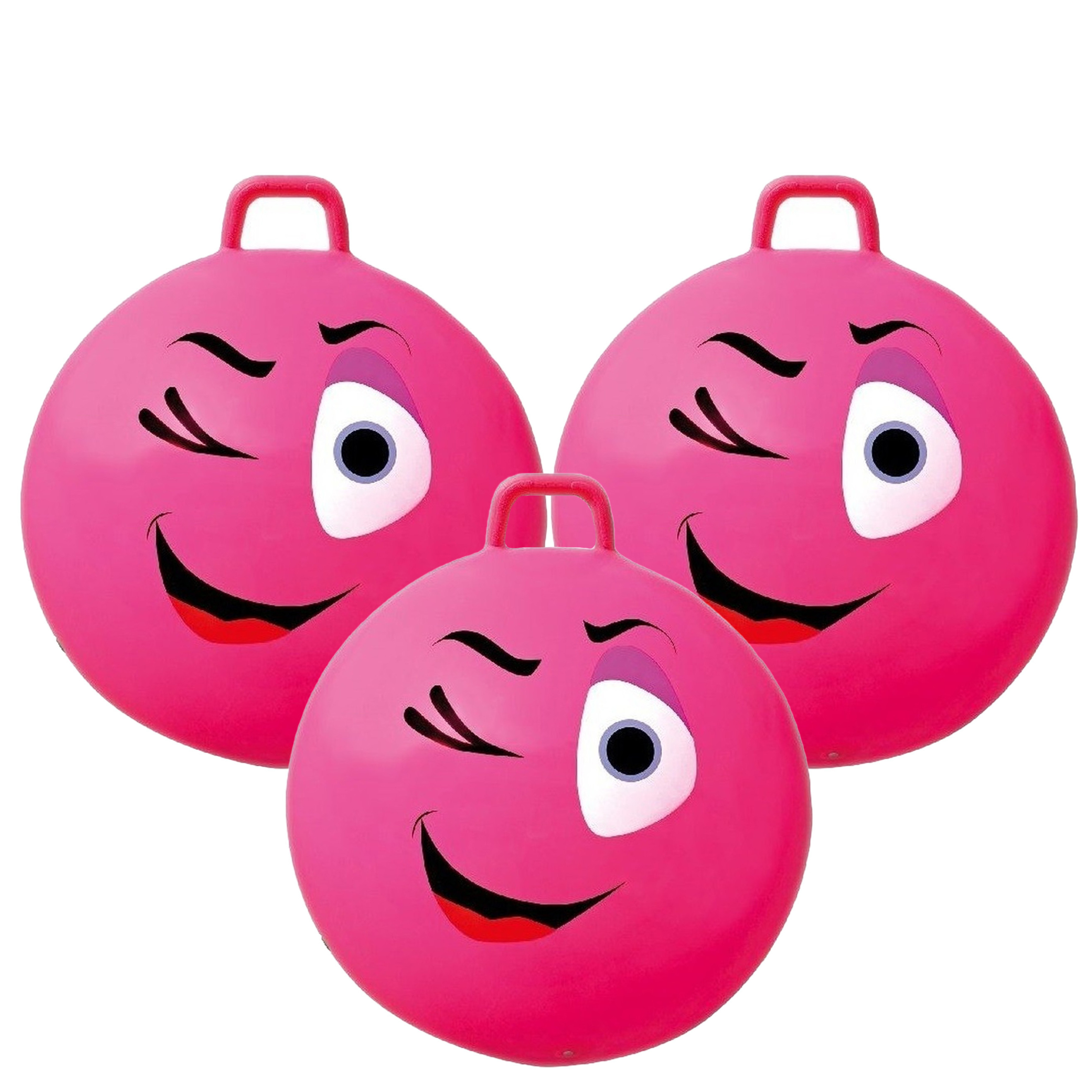 3x stuks roze skippybal smiley voor kinderen 65 cm