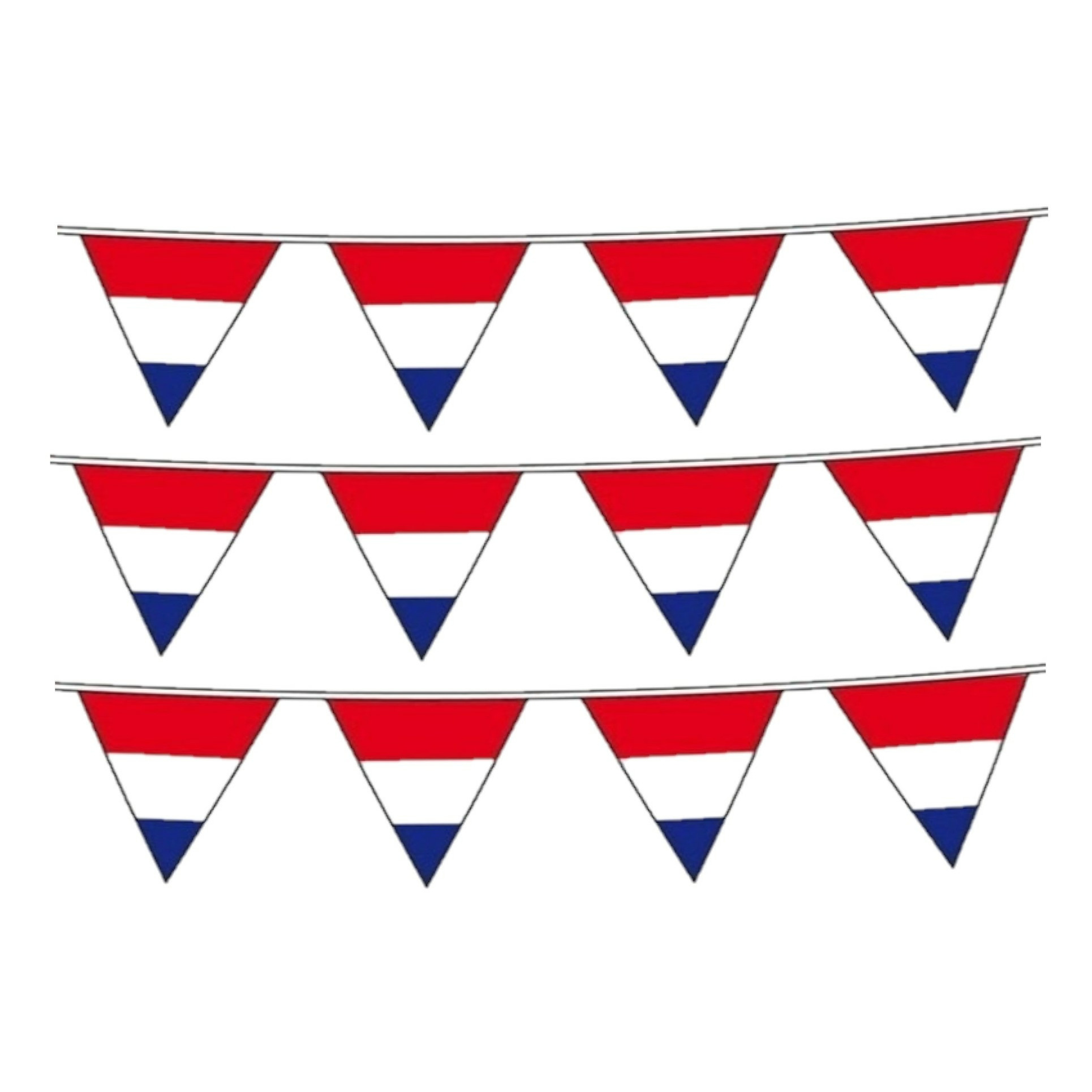 3x stuks vlaggetjes vlag kleuren rood-wit-blauw Holland plastic 10 meter