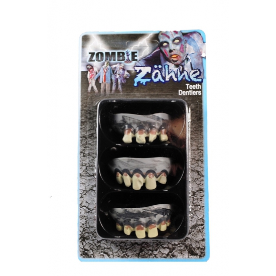3x stuks zombie tandjes/tanden/gebitjes voor carnaval -