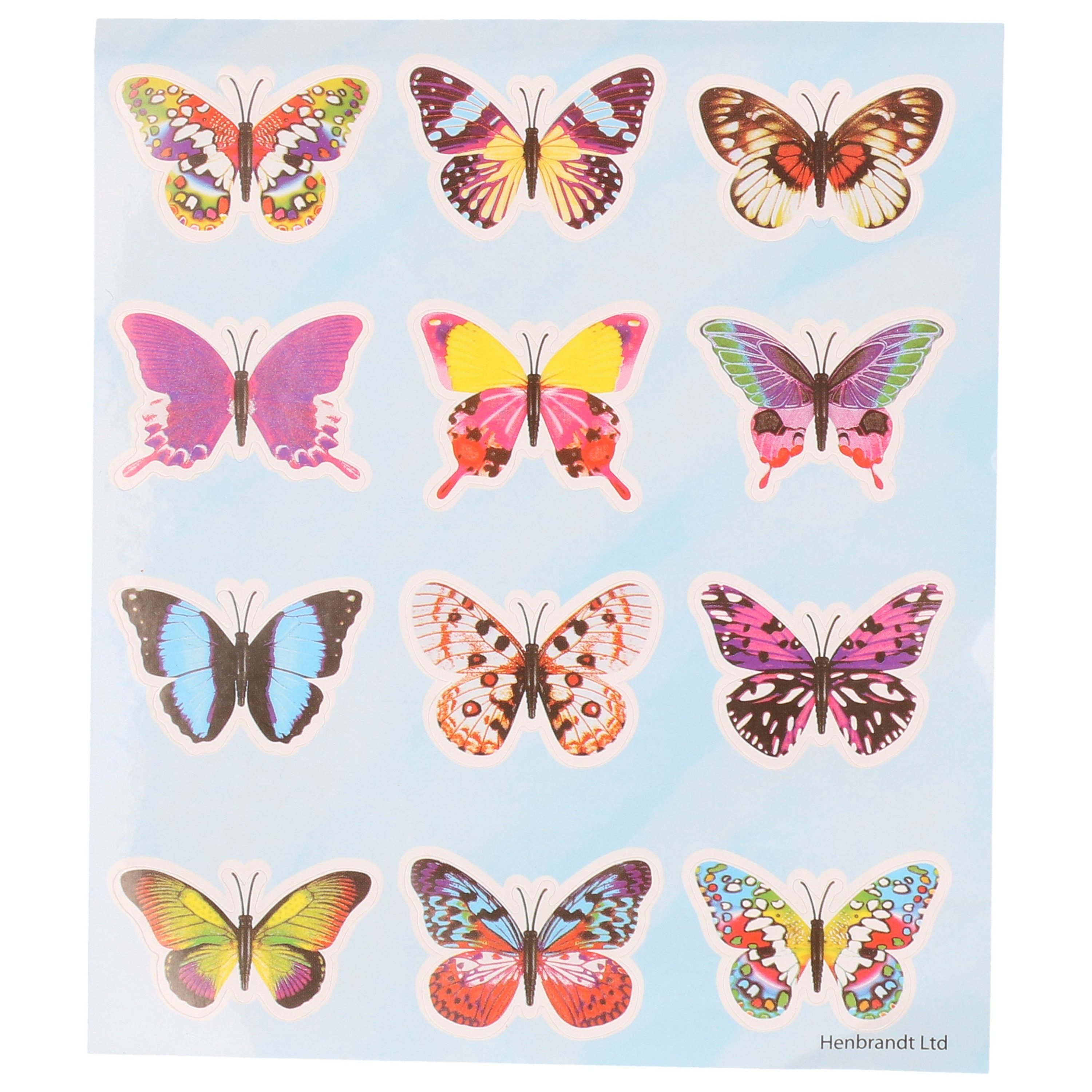 3x Velletjes agenda-dagboek-fun kinder vlinder stickers 12 vlinders per velletje van 10 x 12 cm